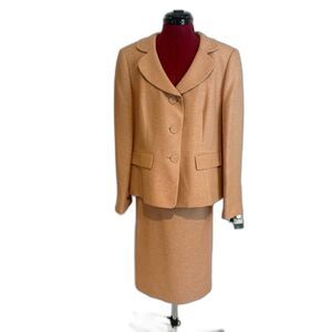 NWT Le Suit Skirt Suit Women's Size 16P Peach Multi 2-Piece Set Blazer & Skirt